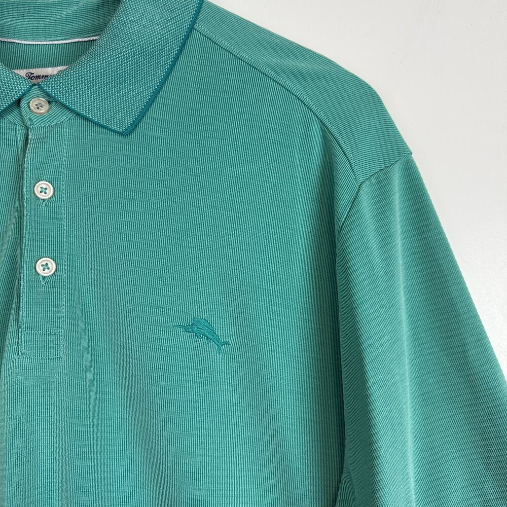 Tommy Bahama IslandZone Tencel Blend Polo Shirt Blue Green - Size XL - Picture 2 of 9